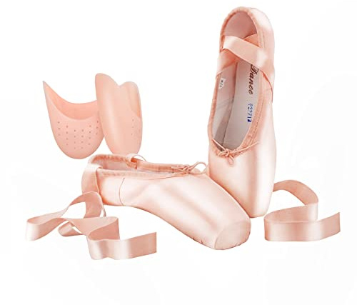 SHOLING Professionelle Damen Spitzenschuhe für Mädchen mit Zehenpolster, rose, 38 EU