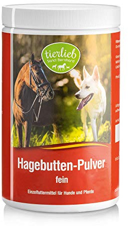 tierlieb Hagebutten-Pulver für Hunde & Pferde | Geprüfte Premiumqualität | 500g Pulver