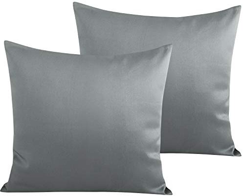 NTBAY 500 Fadenzahl ägyptischer Baumwolle Kissenbezug, 2er Set 80x80 cm Kopfkissenbezug, Superweicher Premium und Gemütlich Kissenhülle, Dunkelgrau