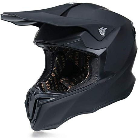 Woljay Motorrad Crossbike Motocross Downhill Enduro Helm Integralhelm Motorradhelm ATV mit Brille (Matt-Schwarz, L)