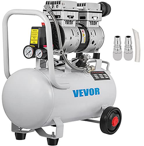 VEVOR Compresseur d’Air sans Huile Compresseur Silencieux à Air Comprimé Compresseur Outil d’Atelier pour Réparations Domiciliaires, Gonflage de Pneus (30L 750W, Électrovanne)
