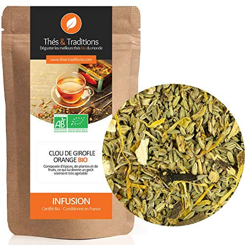 Thés & Traditions Tisane Clou de Girofle Orange BIO | 100g vrac | 40 Tasses | Certifié Agriculture Biologique