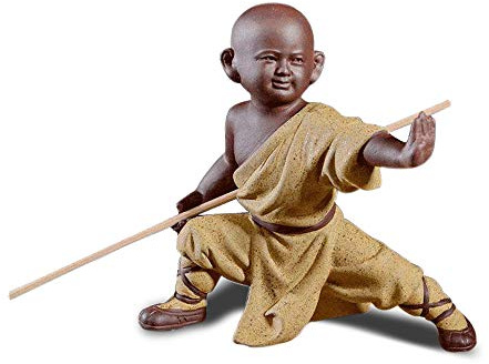 DIYOMR Chinesische Kung-Fu-Saolin-Mönch-Figuren, Basteln, Ornamente, Statuen, farbige Keramik-Kung-Fu-Kampfkunst-Skulptur für Heimdekoration, Schreibtisch, Gelb