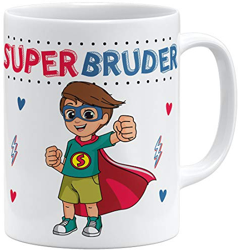 OM3® Super Bruder Tasse | Keramik Becher | 11oz 325ml | Beidseitig Bedruckt | II | Weiss