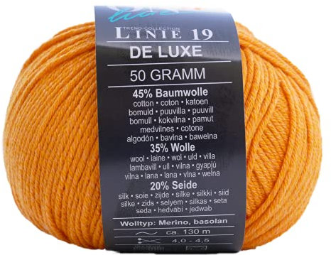 Online Linie 19 De Luxe Farbe 14 orange, Wolle mit Seide, Merinowolle und Baumwolle