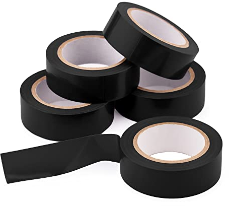 MIVOS 5 x Ruban Isolant PVC pour Isolation Électrique - Noir - 5 Pièces - Ruban d'étanchéité Auto-Adhésif 19 mm x 10 m - Ruban Isolant Électrique Étanche