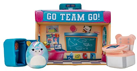 Squishville SQM0325 Schule, superweiches Spielset mit 5cm Mini-Squishmallows Plüschfigur und Zubehör, Mehrfarbig