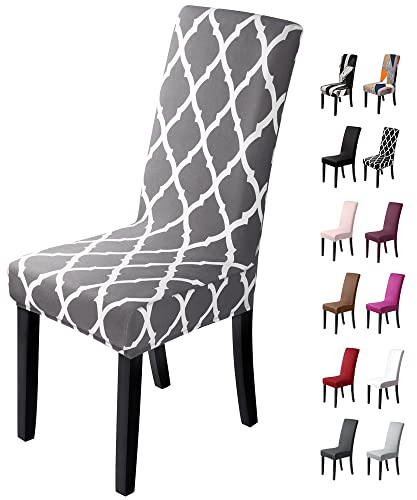 BalladHome® Stuhlhussen Stretch Stuhlhussen Universal Esszimmerstühle Stuhlhussen Decorative Stuhlüberzug Abnehmbar Schutzhülle für Hochzeitsfeiern, Bankett, Hotel(4 Stück, Grau Gitter)-H
