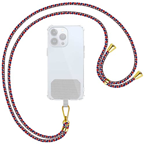 mtb more energy® Universal Handykette - Square Style - Metallteile Farbe Gold - kompatibel mit vielen Handyhüllen - Band Seil Kordel zum Umhängen