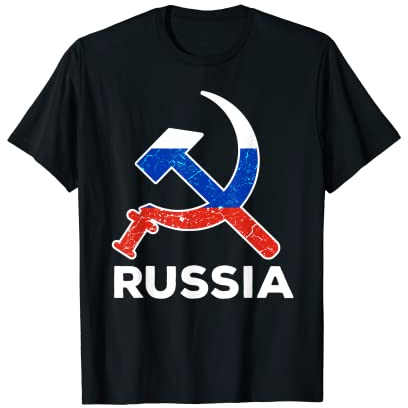Russische Flagge mit russischem Hammer und Sichel, Sowjetunion, UdSSR-Fan T-Shirt