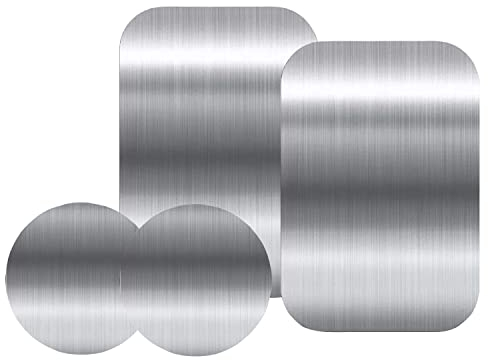 Pau1Hami1ton Adhesive Thin Metal Plates(Compatible with Magnetic Mounts),4 Piece Metal Plates for Phone Case(2 Rectangle and 2 Round) S-07N(Silver)