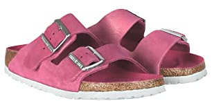 Birkenstock Arizona BS 1024218 Fuchsia Schimmernde Damenhausschuhe mit Schnallen aus Wildleder 35