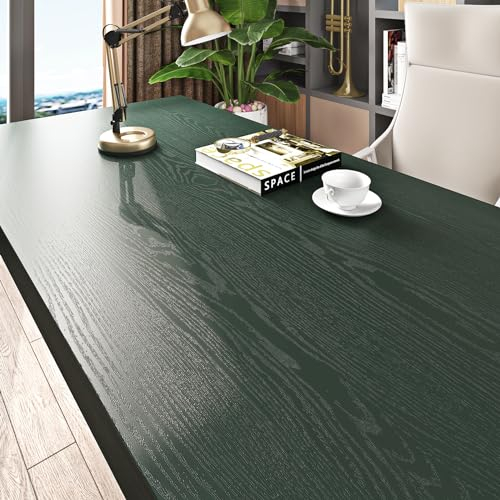 Livelynine Klebefolie Holzoptik Grün 40CMx5M Möbelfolie Holz Grün für Schrank Schreibtisch Esstisch Kommode Abwaschbar Arbeitsplatte Folie Küche Holz Tapete Holzoptik Grün Schlafzimmer Wand Holzfolie