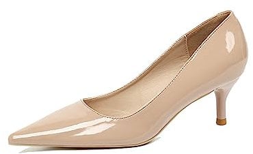 Womens Court Shoes Low Heel Sandals Slip On Pointed Toe Stilettos Wedding Party Bridal Kitten Heels Office Dress Pumps Beige