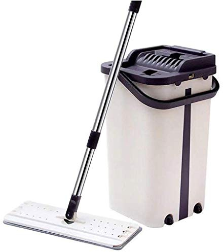 Vadrouille rotative, Vadrouille Plate rotative Auto-serpillière avec tampons réutilisables Vadrouille de Nettoyage sèche et Humide à 360 degrés pour