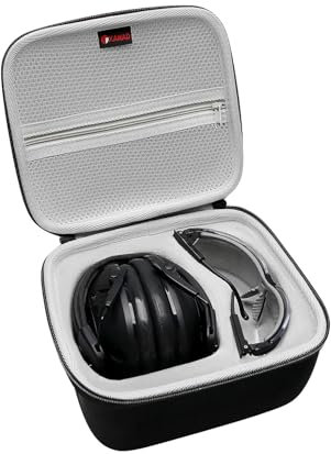 XANAD Hard EVA Case for Ear Defenders Kids Adults and Clear Safety Glasses, Noise Cancelling Headphones and Safety Glasses for Work Shooting Autism Sensory Mowing