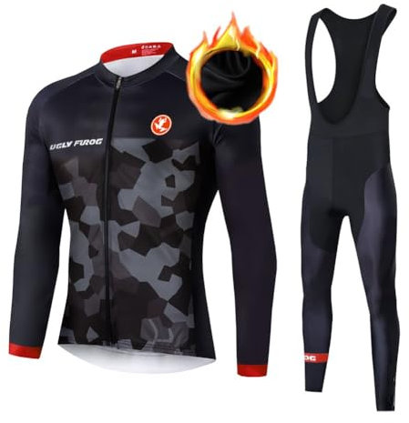 UGLY FROG Invernale in Pile Abbigliamento Sportivo Specifico Uomo Magliette+Bib Long Pantaloni da Ciclismo L