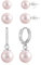 Ohrringe Perlen Set, 3 Paar Silber 925 Creolen mit Perlen Ohrstecker Rosa Perlen Ohrringe Kleine Damen Silber 925 Ohrringe Hängende Rosa Perlen Kleine Creolen Zirkon Ohrstecker Perlen