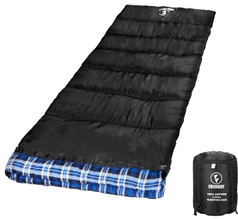 FORINBUY Schlafsack Flanell Warmer 3-4 Jahreszeiten XXL Baumwollfutter Schlafsack für Erwachsene Outdoor für Angeln Camping, Wandern, leicht für drinnen und draußen
