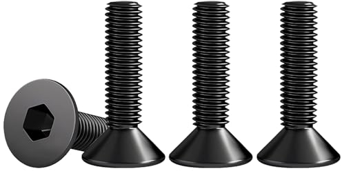 Drenky M6 X 20mm Vis à Tête Fraisée Avec Six Pans Creux en Acier Inoxydable A2 V2A Visserie Norme DIN 7991 / ISO 10642 Noir Vis Inox Filetage Complet, Lot De 25