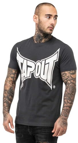 Tapout Herren T-Shirt Normale Passform Logo Tee Anthracite/Off-White S