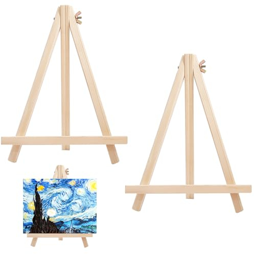 Luckaide Tischstaffelei, 2 Stück, 18 x 24 cm Holz, Mini Klappbar Klein für Gemälde, Kinder Kunst & Handwerk Handyhalter