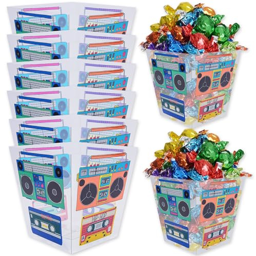 80s Bucket Centerpiece, 8Pcs 90s Tape Radio Party Supplies, 90s Theme Birthday Party Decoration Tape Radio Table Decor, Retro Hip Hop Disco Pop Music Party