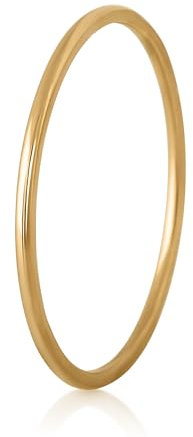 Akitsune Purity Damenring | Eleganter 316L Edelstahlring für Frauen | Minimalistischer Ring | 1 mm Durchmesser | Wasserfest und Antiallergen | 18K Gold - Größe 58