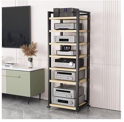 audio rack hifi regal 7 8 6 5 Etagen Stereo-Komponenten-Rack/Schrank, Hochwertiger Audio-Video-Medienständer Mit Verstellbarem Regal, Rollendes Regal Für Stereokomponenten Für Wohnzimmer/Haus/Büro ( C