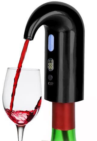 Aireador de vino eléctrico, decantador de vino portátil de un solo toque y bomba dispensadora de vino para vino tinto y blanco, dispensador automático de vino tipo C recargable
