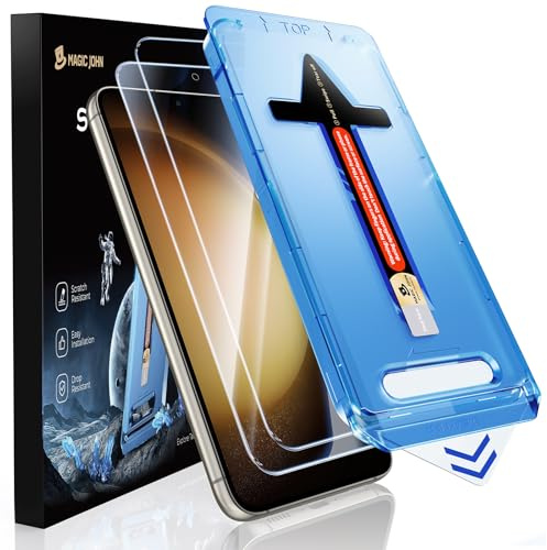 MAGIC JOHN 2 unidades para Samsung Galaxy S23 Plus/ S23+ para cristal templado (6,6 pulgadas), eliminación de polvo, dureza 9H, protector de pantalla ultra transparente, sin burbujas, fácil