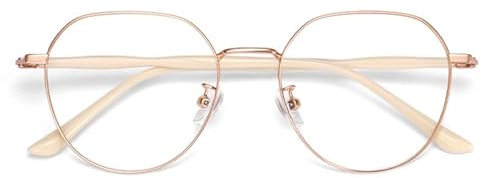 Modische Lesebrille mit Blaulichtfilter, Runder Computer-Reader für Damen(Rose Gold,1.0+)