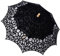 LOVIVER Lace Parasol Handcraft Decorative Stick Umbrella for Stage Performance Tea Party, Black