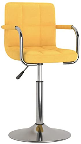 vidaXL Barhocker mit Armlehnen Höhenverstellbar Drehbar Küchenhocker Barstuhl Tresenhocker Thekenhocker Tresenstuhl Bistrohocker Gelb Stoff