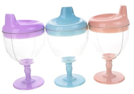Ciieeo 3 Pièces gobelet Verres à Pied pour Tout-Petits Tasses Hautes Verre à vin pour Tout-Petits Verre à jus pour Tout-Petits biberons pour Le Lait des Tout-Petits Tasse d'eau Portable