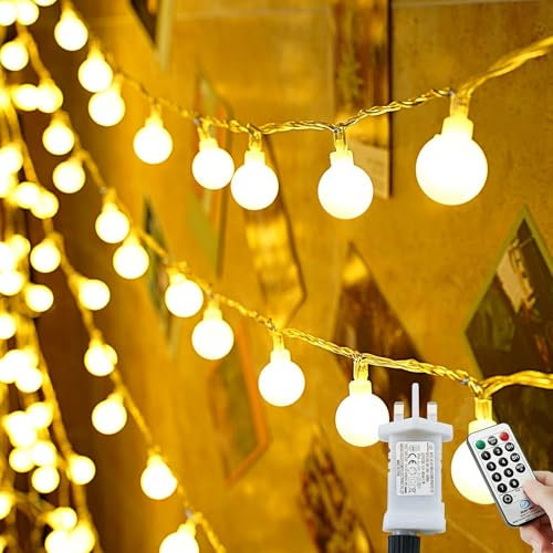 Lezonic 200LEDs Fairy Lights Mains Powered, Waterproof Fairy Lights Plug in, Christmas Lights Indoor/Outdoor, 65Ft String Lights Mains Powered, Christmas Tree Lights with Remote-Warm White
