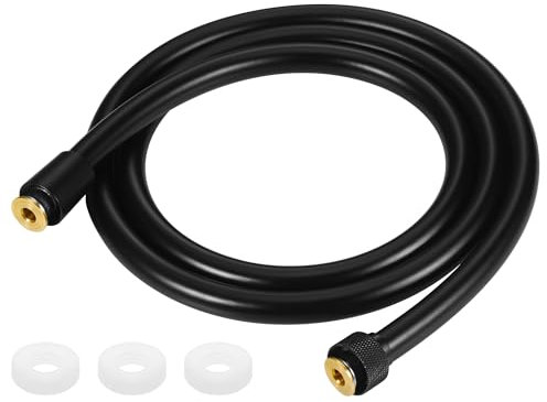 Zocipro Manguera Ducha Negra 1.5m, Flexo Ducha de PVC con Protección Antitorsión, Manguera de Ducha Universal con Conexión y Arandela, para Grifos de Baño de Repuesto