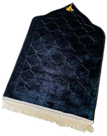 Namaz-Teppich, gepolstert, muslimisch, islamisch, 120 x 80 cm, Gebetsteppich, dicker Namaz-Teppich, Schwarz