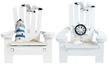 2 Stücke Mini Strandstuhl Deko Strandkorb Miniatur Möbel Puppenhaus Gartenmöbel Liegestuhl Mikrolandschaft Strand Stuhl Fee Garten Maritime Dekoration Für Wohnzimmer Deko,Weiß