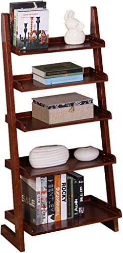 KWMAEEUID Desktop Bookshelf 5-tier Household Wood Book Shelves Storage Shelf Floor Simple Creative Display Ladder Shelf Desk Shelf Organiser