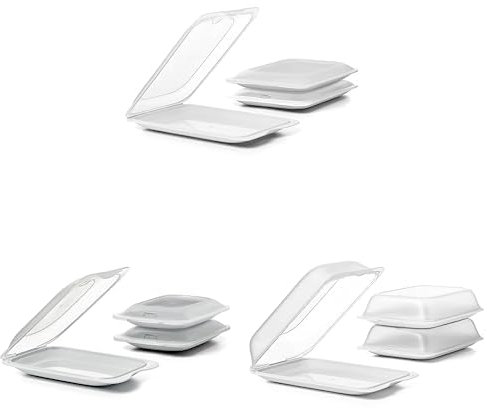 TATAY Cold Meat Containers for Fridge | 9 Units: 3 Standard + 3 Mini + 3 Maxi | Fridge Storage | Removable Lid, Stackable | Microwave, Freezer and Dishwasher Safe | BPA-Free, Colour White