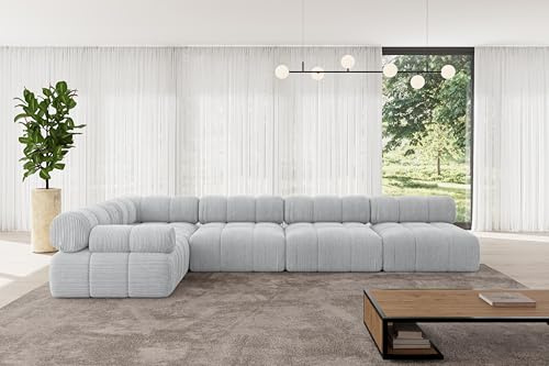 ALTDECOR Modulares Sofa Ecksofa in L-Form Corner modular Sofa Eckcouch Couch Wohnlandschaft Cauchsofa Polstersofa Mende-L3-380x190x70 cm Grau