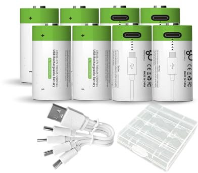 8 Stück CR123A Akku CR17345 16340 Akku, USB Type-C CR123A Lithium Ionen Aufladbare Akkus, 3.7V 2500mWh 700mAh wiederaufladbare batterien Lithium Akkus, with Charging Cable