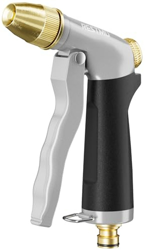 RESTMO Hose Pipe Spray Gun, 100% Metal Garden Hose Spray Gun