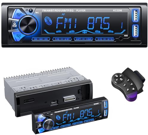 RDS Autoradio Bluetooth con Estraibile Frontalino,Wistrue Stereo Auto | Stereo Auto Telecomando, 4x65W 1 DIN Autoradio AM/FM con Lettore MP3 e due porte USB Supporta AUX/SD/iOS/Android(multicolore)