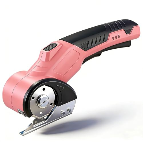 Kartonschneider Elektrische Schere, Akku, kabellos, Stoff, Leder, Pappe (Rosa)