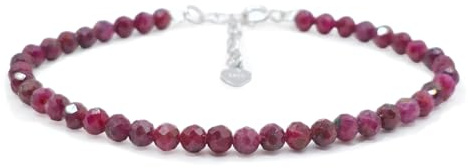 Naturstein Armband 925 Sterling Silber Edelsteinperlen Perlenarmband Damen | S925 gestempelt, Verstellbare Länge, Facettierte Edelsteinperlen, Natursteine & Echtsilber, Zart & elegant, Mit Geschenkbox