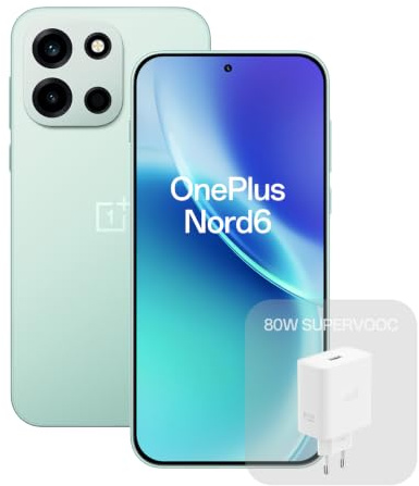 OnePlus Nord 6 AI Smartphone 12GB+512GB, Snapdragon 8s Gen 4, Akku 7500mAh, 6.78 Display 165Hz 1.5K Sunburst AMOLED, 50MP Sony OIS, 4K 60fps, 80W Ladegerät, IP68/69K, 32MP Selfie, Grün