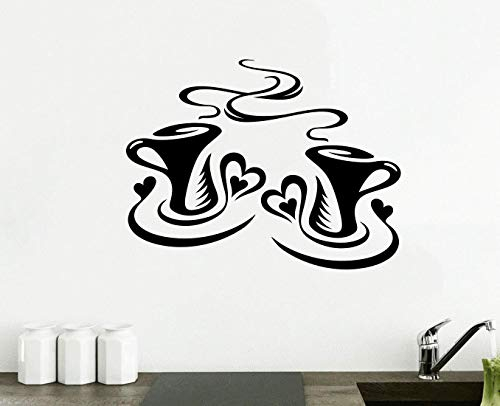 Wall4Stickers® 2x Tazas de Café Cocina Pared Té Etiqueta Vinilo Decal Arte Restaurante Pub Decoración Amor