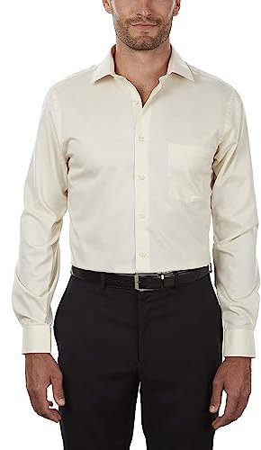 Van Heusen Dress Shirt Regular Fit Flex Collar Stretch Solid Chemise habillée, Toile, 3XL (Cou 46 cm Manche 81/84 cm) Homme